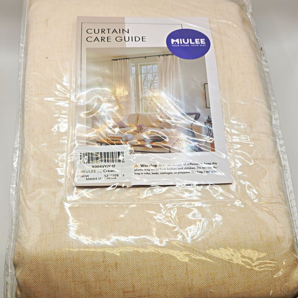 MIULEE Linen Cream Sheer Curtain Panels 52x108 Textured Rod Pocket Modern